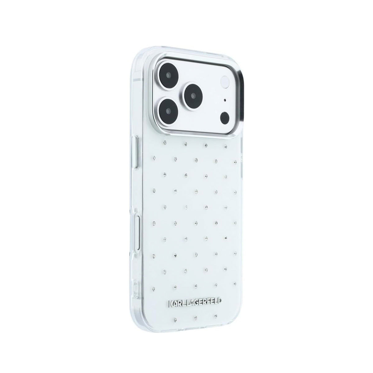 KARL LAGERFELD Funda Strass con Logo Metalizado para iPhone 18 Pro Max, Blanca