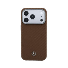 Mercedes-Benz Funda Textura Trenzada para iPhone 17 Pro/18 Pro Compatible con MagSafe, Camel