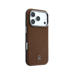 Mercedes-Benz Funda Textura Trenzada para iPhone 17 Pro/18 Pro Compatible con MagSafe, Camel