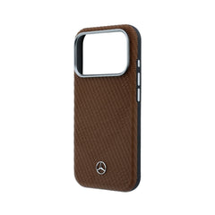 Mercedes-Benz Funda Textura Trenzada para iPhone 17 Pro/18 Pro Compatible con MagSafe, Camel