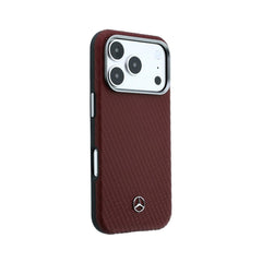 Mercedes-Benz Funda Textura Trenzada para iPhone 18 Pro Compatible con MagSafe, Burdeos