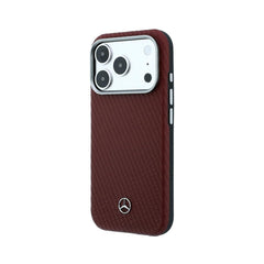 Mercedes-Benz Funda Textura Trenzada para iPhone 18 Pro Compatible con MagSafe, Burdeos