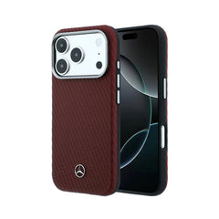 Mercedes-Benz Funda Textura Trenzada para iPhone 18 Pro Compatible con MagSafe, Burdeos