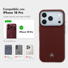 Mercedes-Benz Funda Textura Trenzada para iPhone 18 Pro Compatible con MagSafe, Burdeos