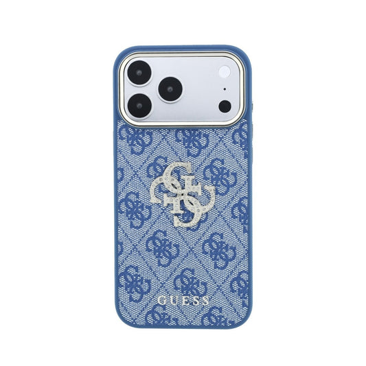 GUESS Funda 4G con Logo Strass para iPhone 18 Pro, Azul