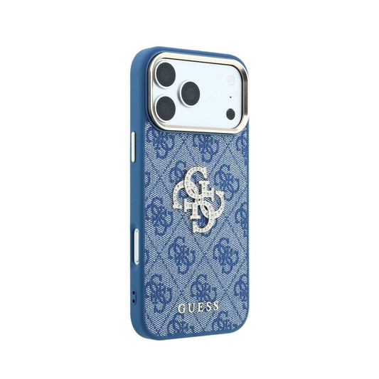 GUESS Funda 4G con Logo Strass para iPhone 18 Pro, Azul