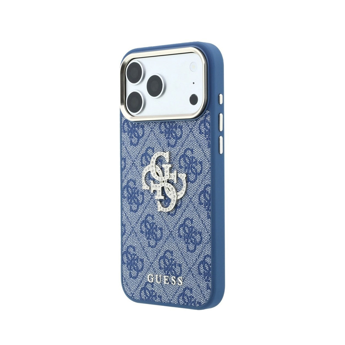 GUESS Funda 4G con Logo Strass para iPhone 18 Pro, Azul