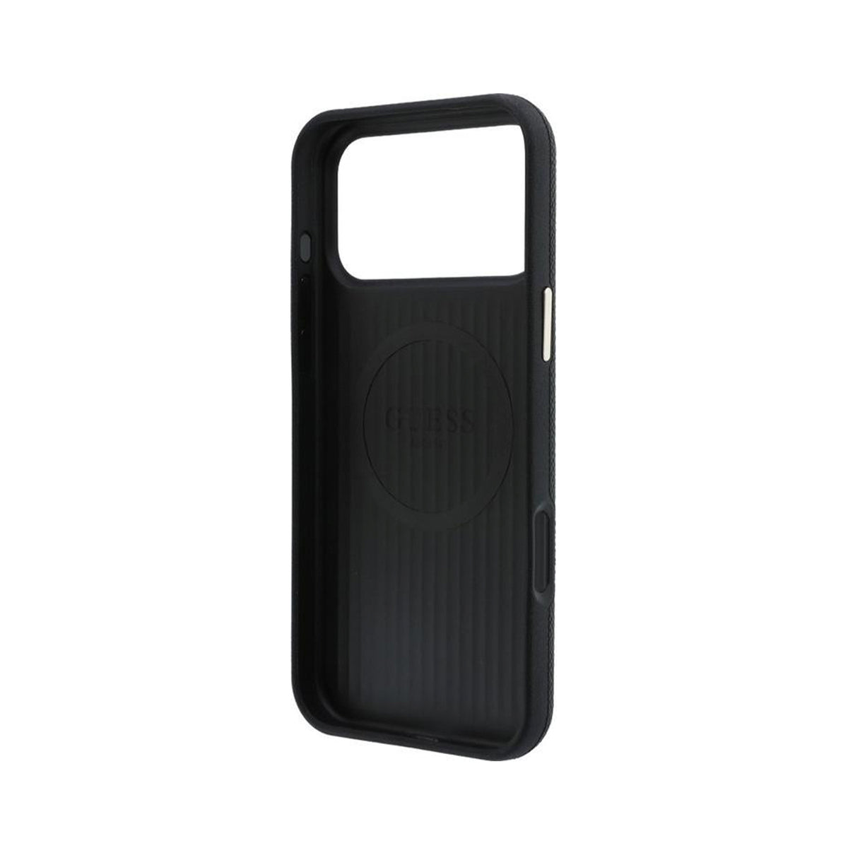 GUESS Funda Efecto Granulado con Logo Strass para iPhone 18 Pro Max Compatible con MagSafe, Negra