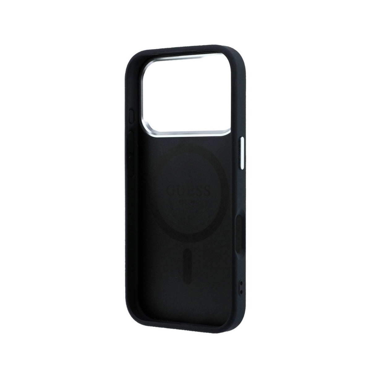 GUESS Funda Efecto Granulado para iPhone 18 Pro Compatible con MagSafe, Negra