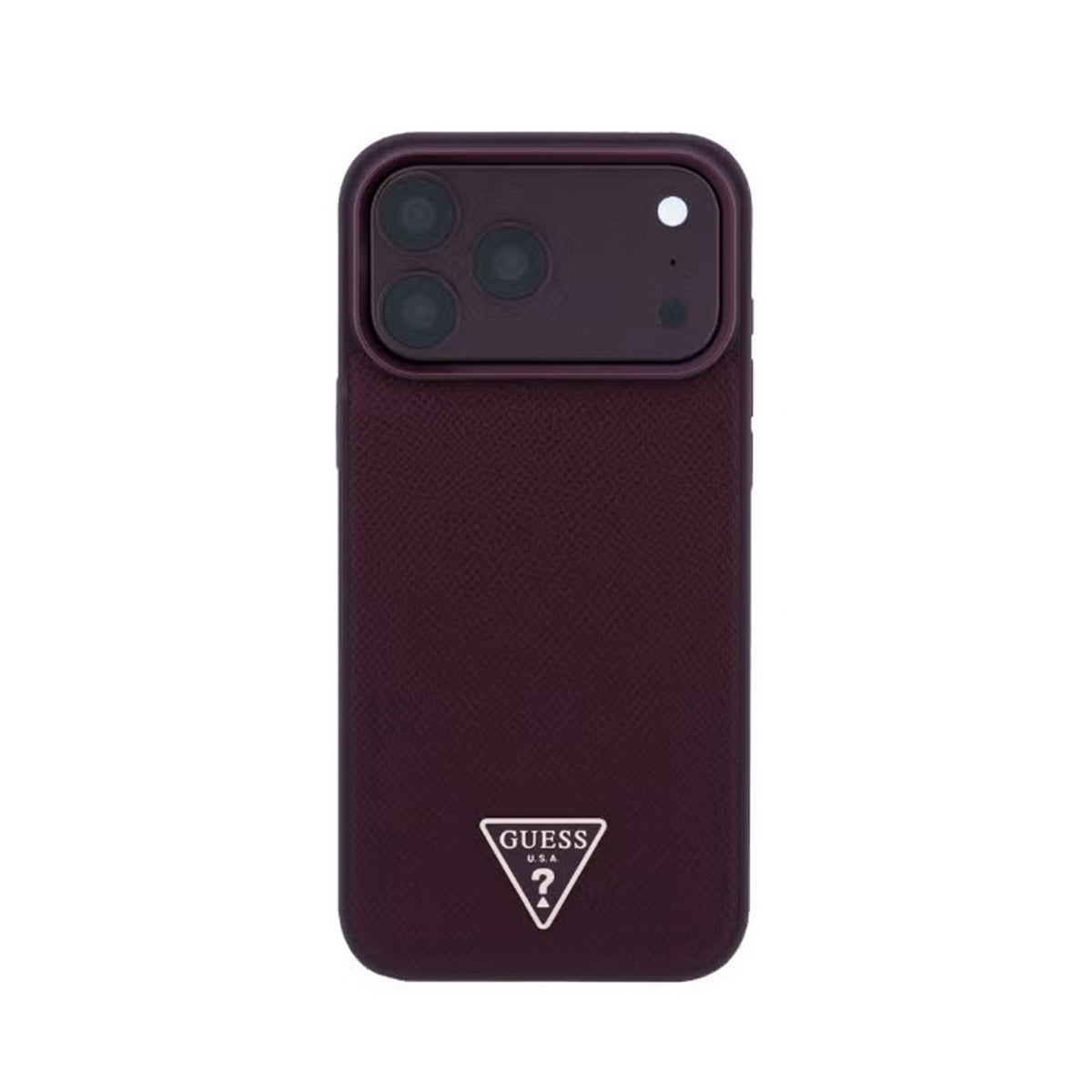 GUESS Funda Efecto Granulado para iPhone 18 Pro Max Compatible con MagSafe, Burdeos