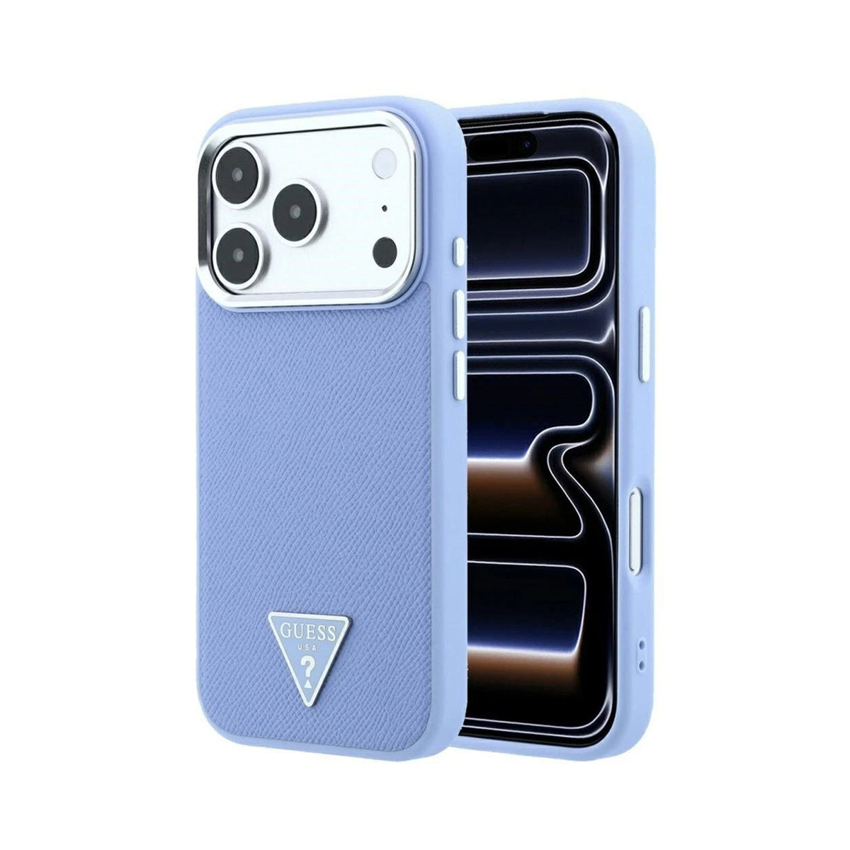 GUESS Funda Efecto Granulado para iPhone 18 Pro Max Compatible con MagSafe, Azul Claro