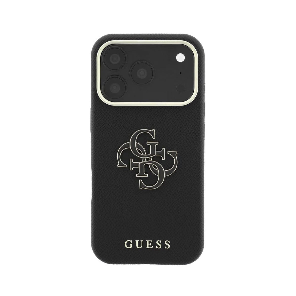 GUESS Funda Efecto Granulado con Logo de Resina para iPhone 18 Pro, Negra