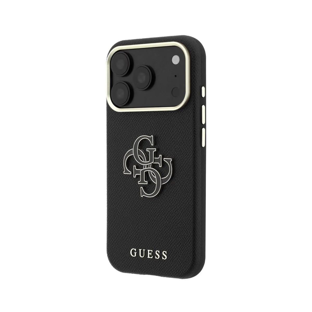 GUESS Funda Efecto Granulado con Logo de Resina para iPhone 18 Pro Max, Negra