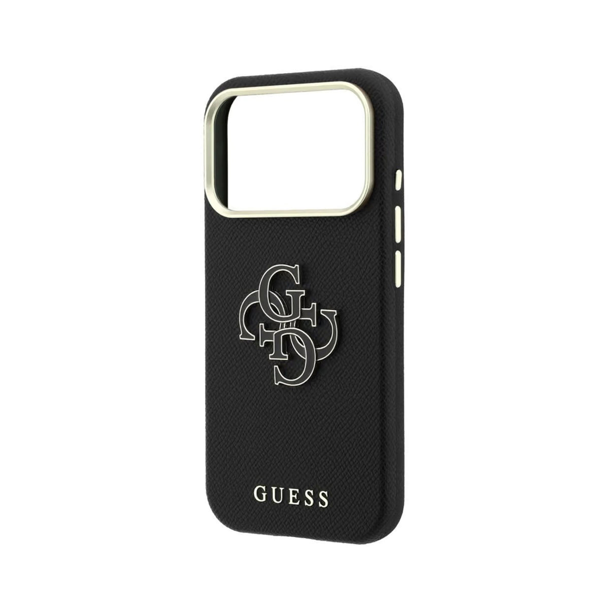 GUESS Funda Efecto Granulado con Logo de Resina para iPhone 18 Pro Max, Negra