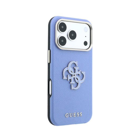 GUESS Funda Logo 4G para iPhone 18 Pro Compatible con MagSafe, Azul Glacial