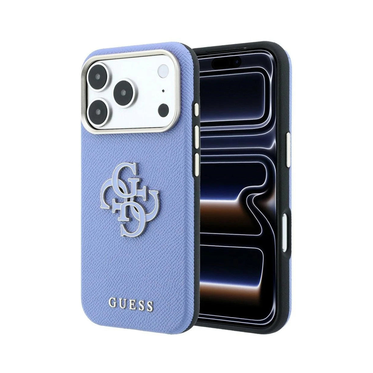 GUESS Funda Logo 4G para iPhone 18 Pro Compatible con MagSafe, Azul Glacial