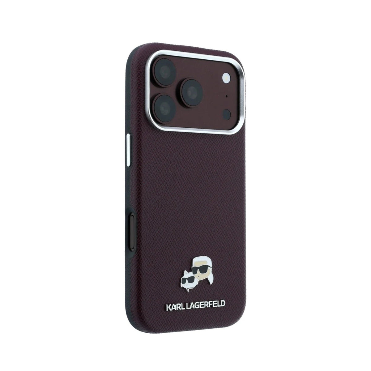 KARL LAGERFELD Funda Efecto Granulado para iPhone 18 Pro Compatible con MagSafe, Burdeos