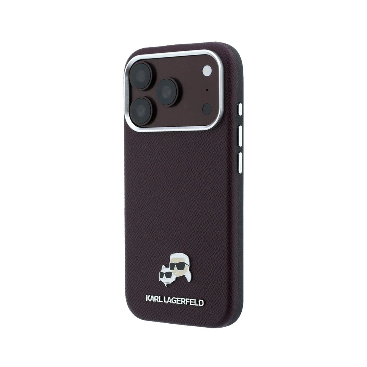 KARL LAGERFELD Funda Efecto Granulado para iPhone 18 Pro Compatible con MagSafe, Burdeos