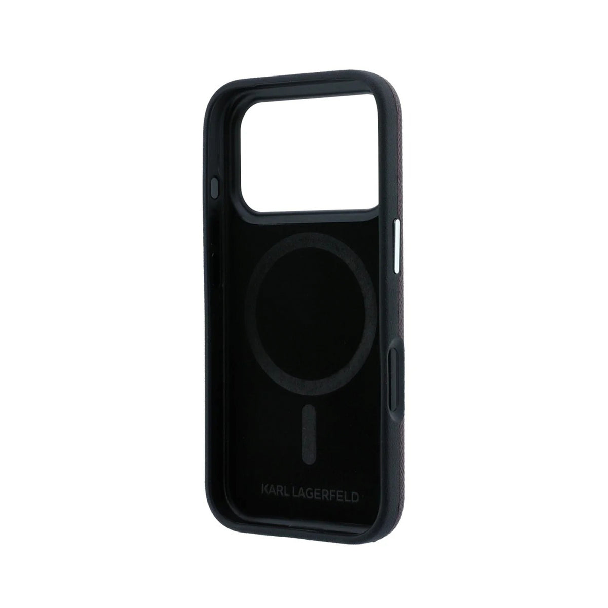KARL LAGERFELD Funda Efecto Granulado para iPhone 18 Pro Compatible con MagSafe, Burdeos