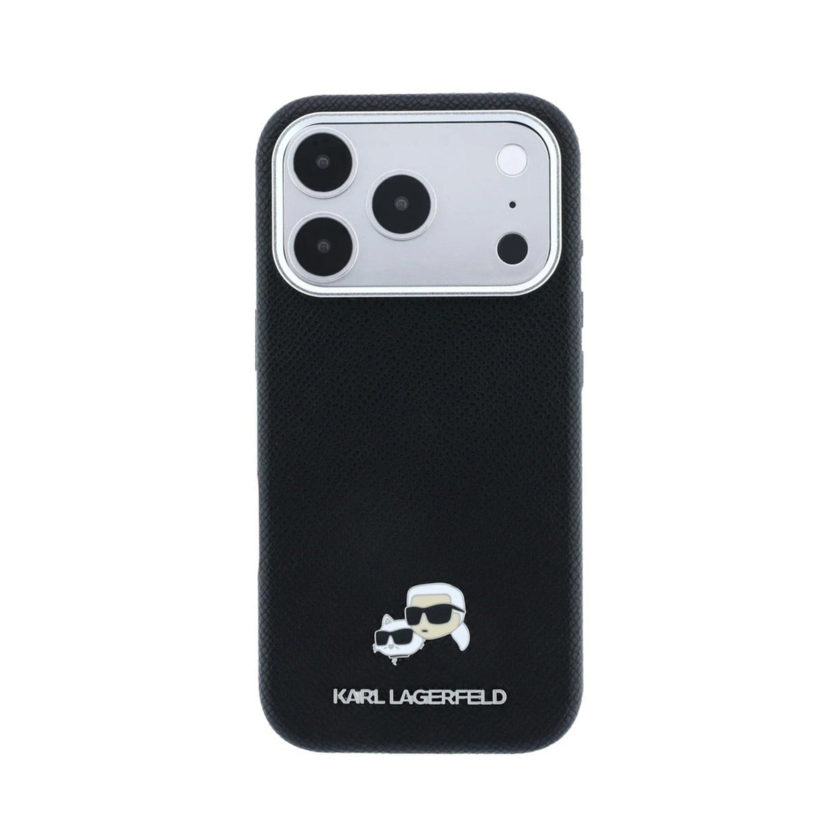 KARL LAGERFELD Funda Efecto Granulado para iPhone 17 Pro/18 Pro Compatible con MagSafe, Negro