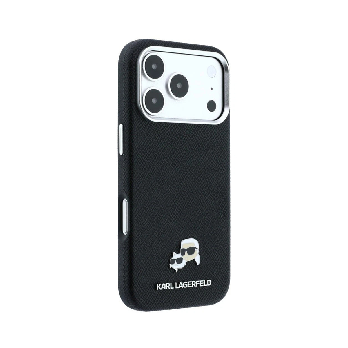 KARL LAGERFELD Funda Efecto Granulado para iPhone 17 Pro/18 Pro Compatible con MagSafe, Negro