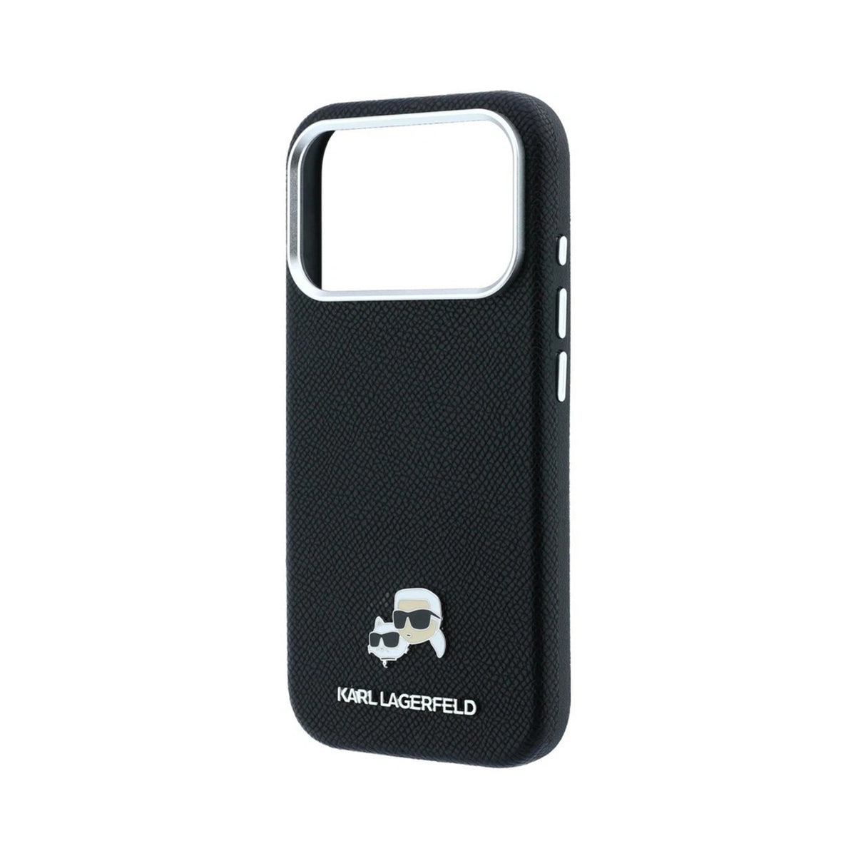 KARL LAGERFELD Funda Efecto Granulado para iPhone 17 Pro/18 Pro Compatible con MagSafe, Negro
