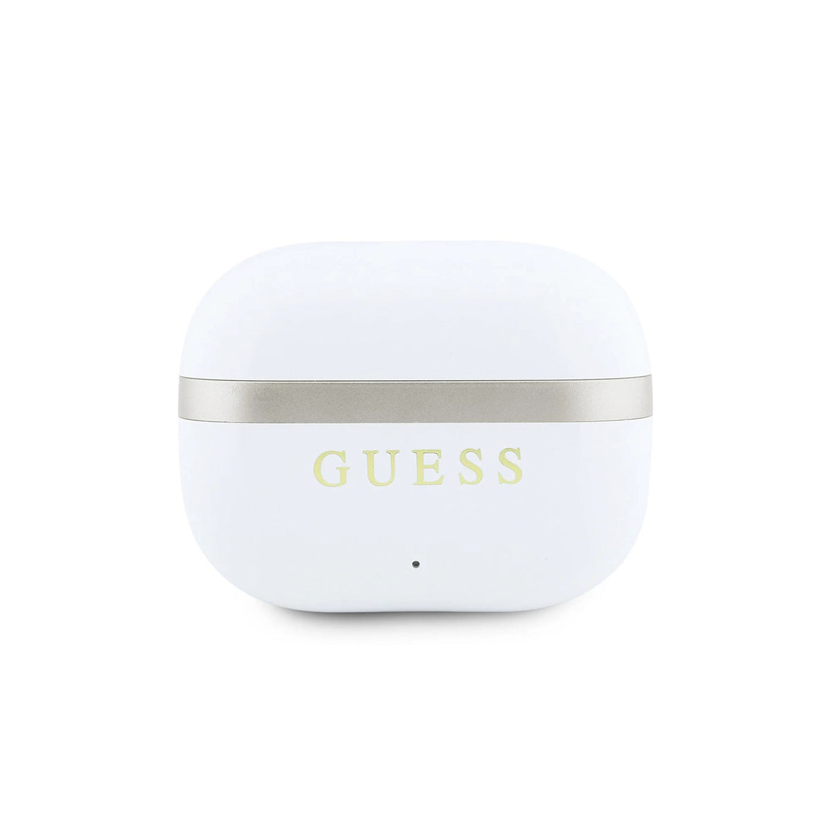 GUESS Auriculares Inalámbricos con Logo Clásico y Detalle Dorado, Blanco