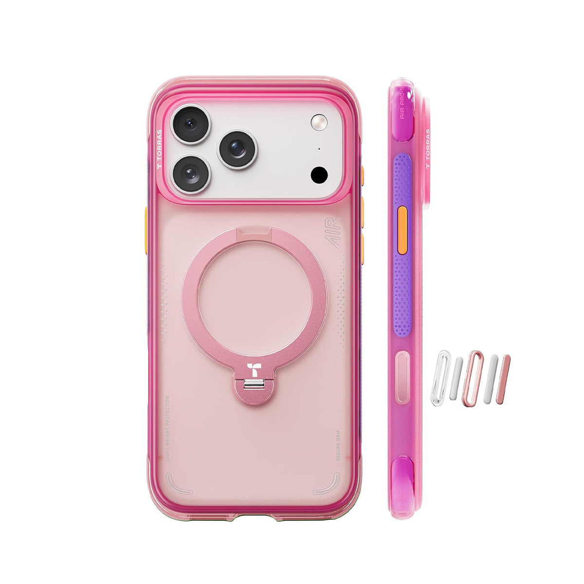 TORRAS Funda Ostand Q3 Air con Soporte para iPhone 17 Pro Max/18 Pro Max Compatible con MagSafe, Neon Pink