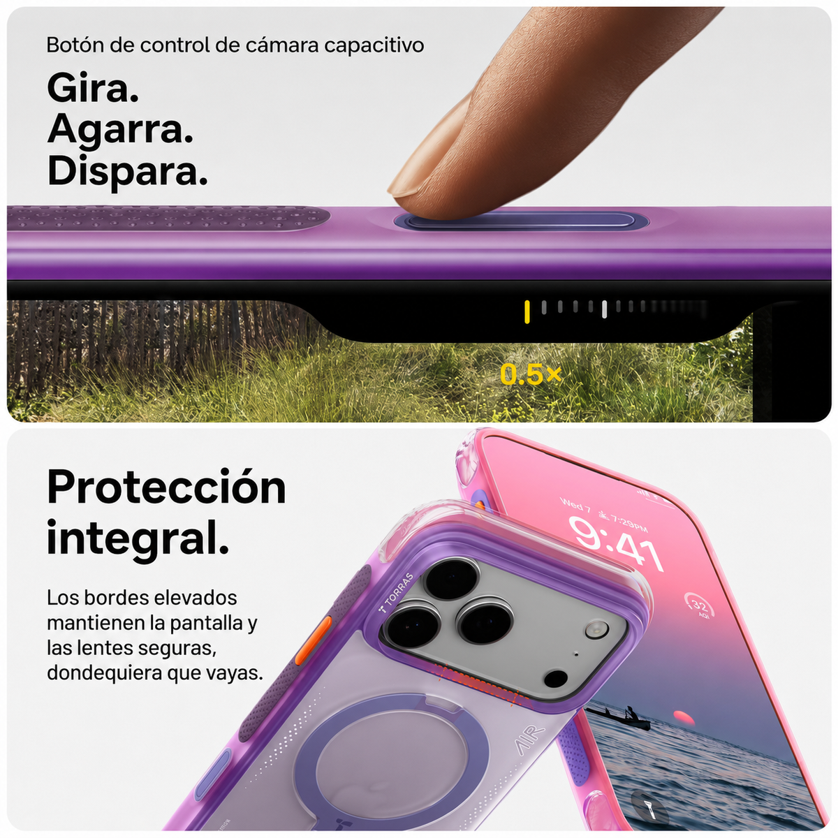 TORRAS Funda Ostand Q3 Air con Soporte para iPhone 17 Pro/18 Pro Compatible con MagSafe, Neon Pink