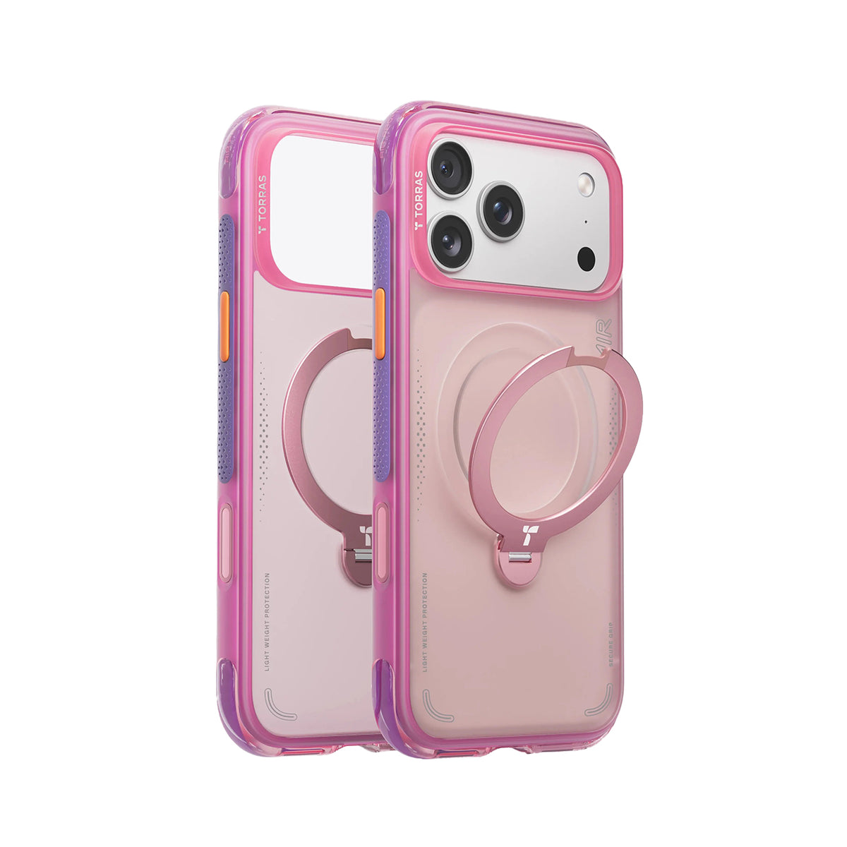 TORRAS Funda Ostand Q3 Air con Soporte para iPhone 17 Pro/18 Pro Compatible con MagSafe, Neon Pink