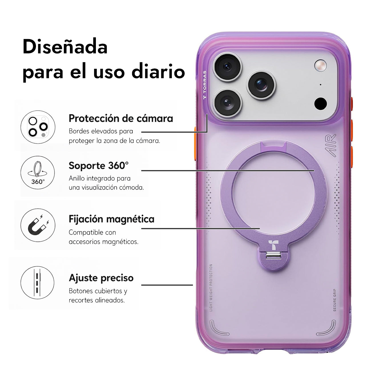 TORRAS Funda Ostand Q3 Air con Soporte para iPhone 17 Pro/18 Pro Compatible con MagSafe, Verde