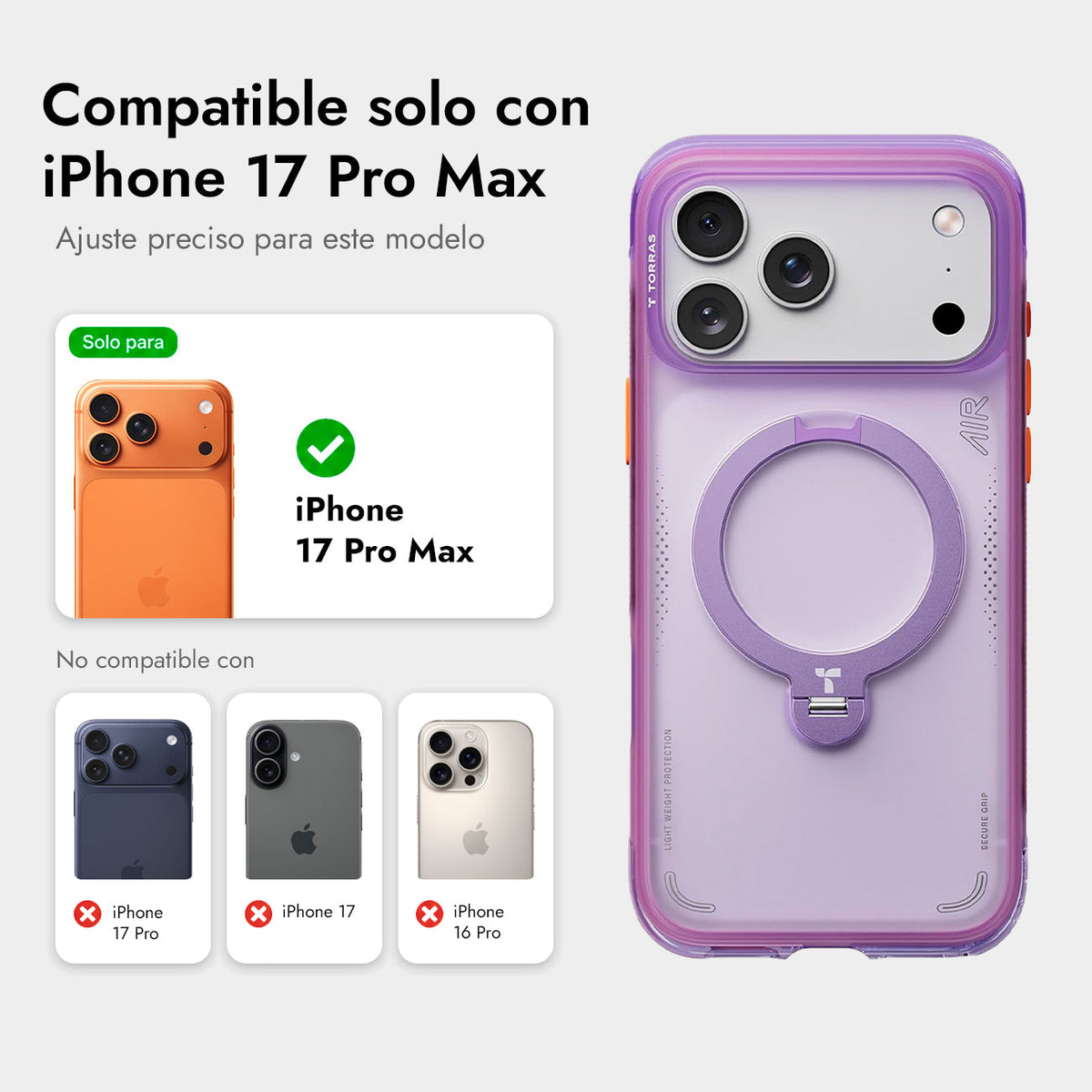 TORRAS Funda Ostand Q3 Air con Soporte para iPhone 17 Pro/18 Pro Compatible con MagSafe, Verde