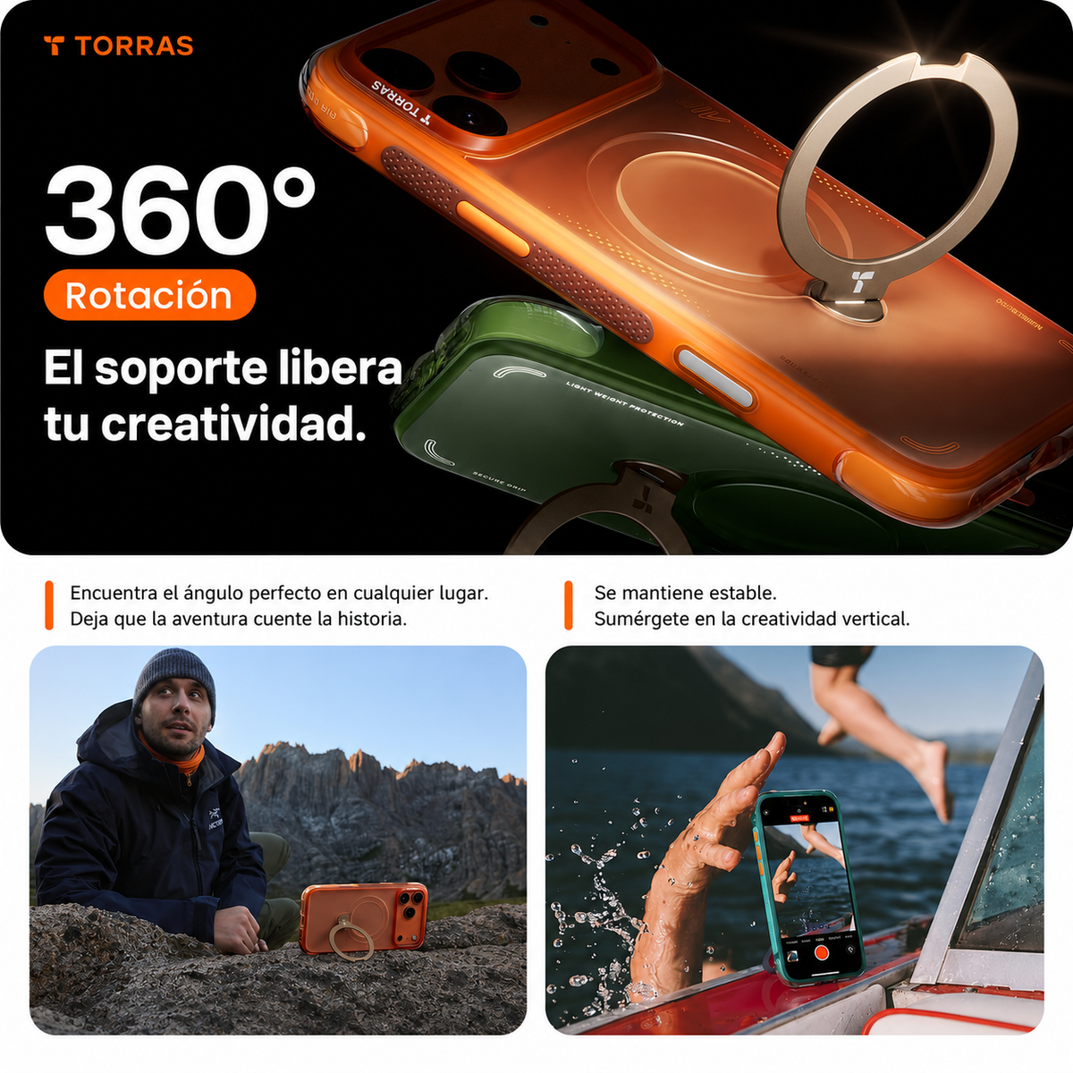 TORRAS Funda Ostand Q3 Air con Soporte para iPhone 17 Pro Max/18 Pro Max Compatible con MagSafe, Verde