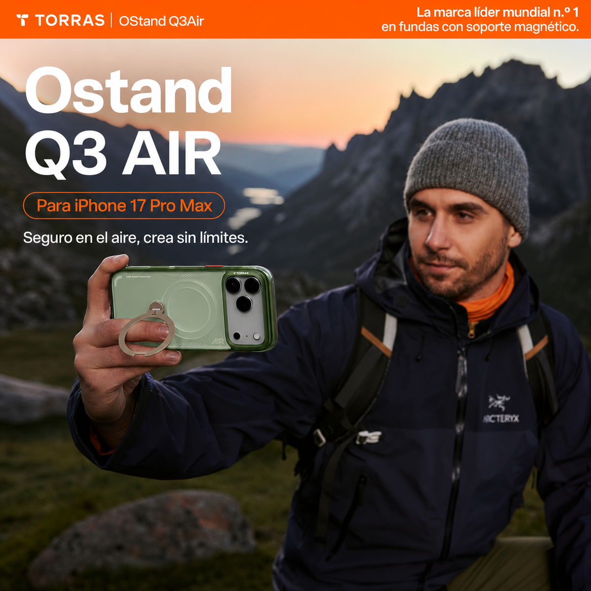 TORRAS Funda Ostand Q3 Air con Soporte para iPhone 17 Pro Max/18 Pro Max Compatible con MagSafe, Verde