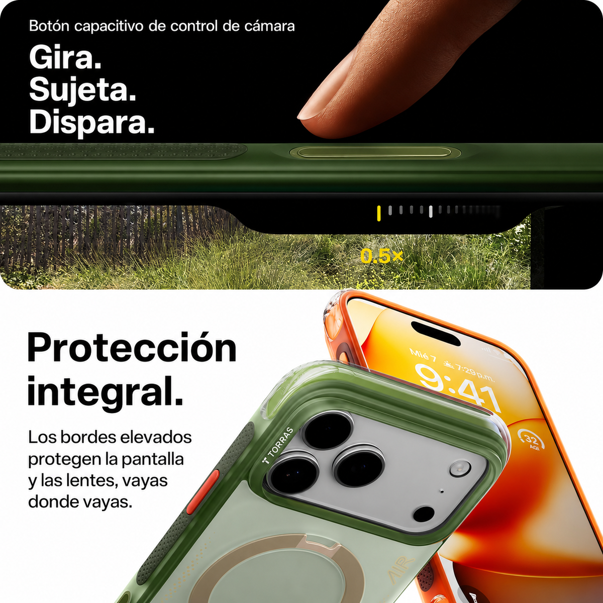TORRAS Funda Ostand Q3 Air con Soporte para iPhone 17 Pro Max/18 Pro Max Compatible con MagSafe, Verde
