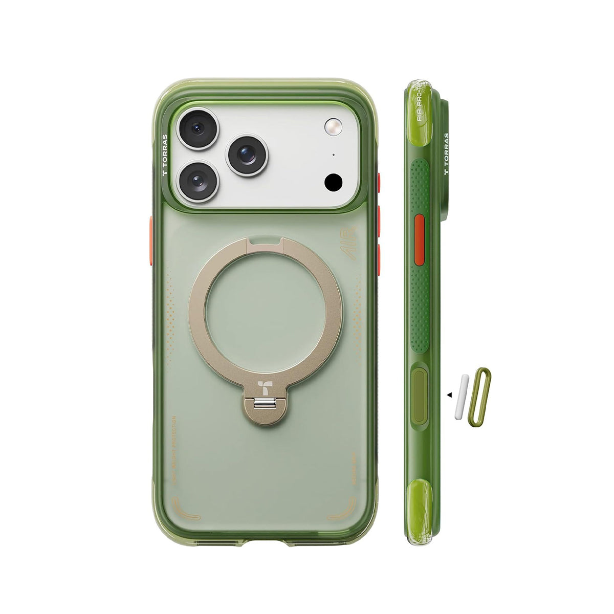 TORRAS Funda Ostand Q3 Air con Soporte para iPhone 17 Pro/18 Pro Compatible con MagSafe, Verde