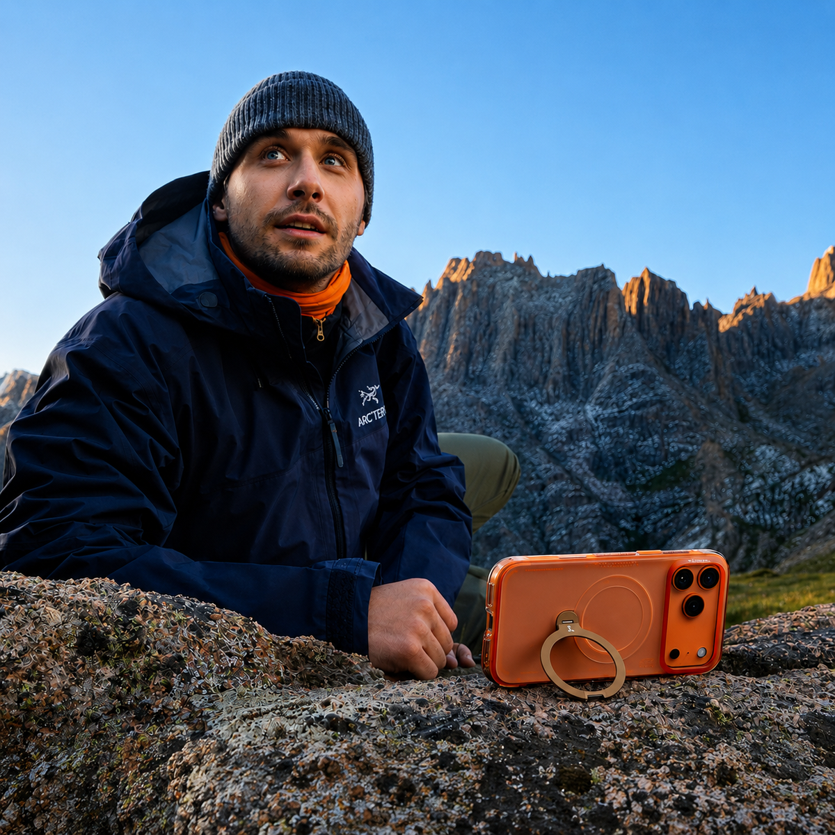TORRAS Funda Ostand Q3 Air con Soporte para iPhone 17 Pro Max/18 Pro Max Compatible con MagSafe, Naranja