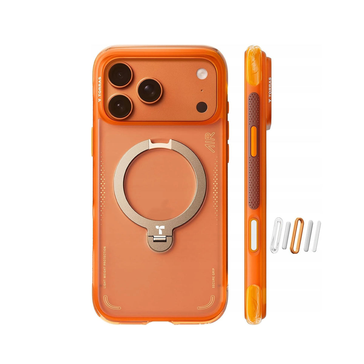 TORRAS Funda Ostand Q3 Air con Soporte para iPhone 17 Pro/18 Pro Compatible con MagSafe, Naranja
