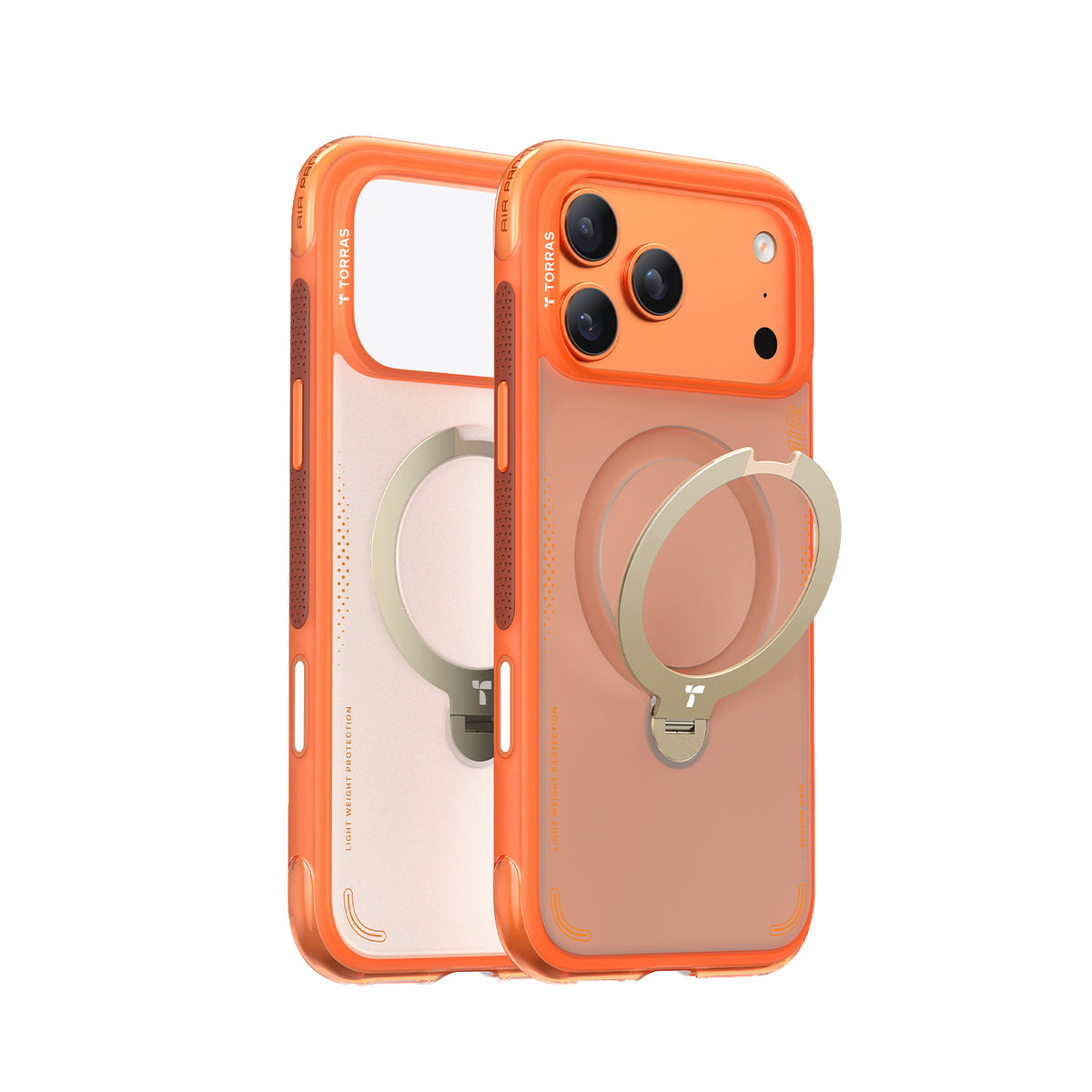 TORRAS Funda Ostand Q3 Air con Soporte para iPhone 17 Pro/18 Pro Compatible con MagSafe, Naranja