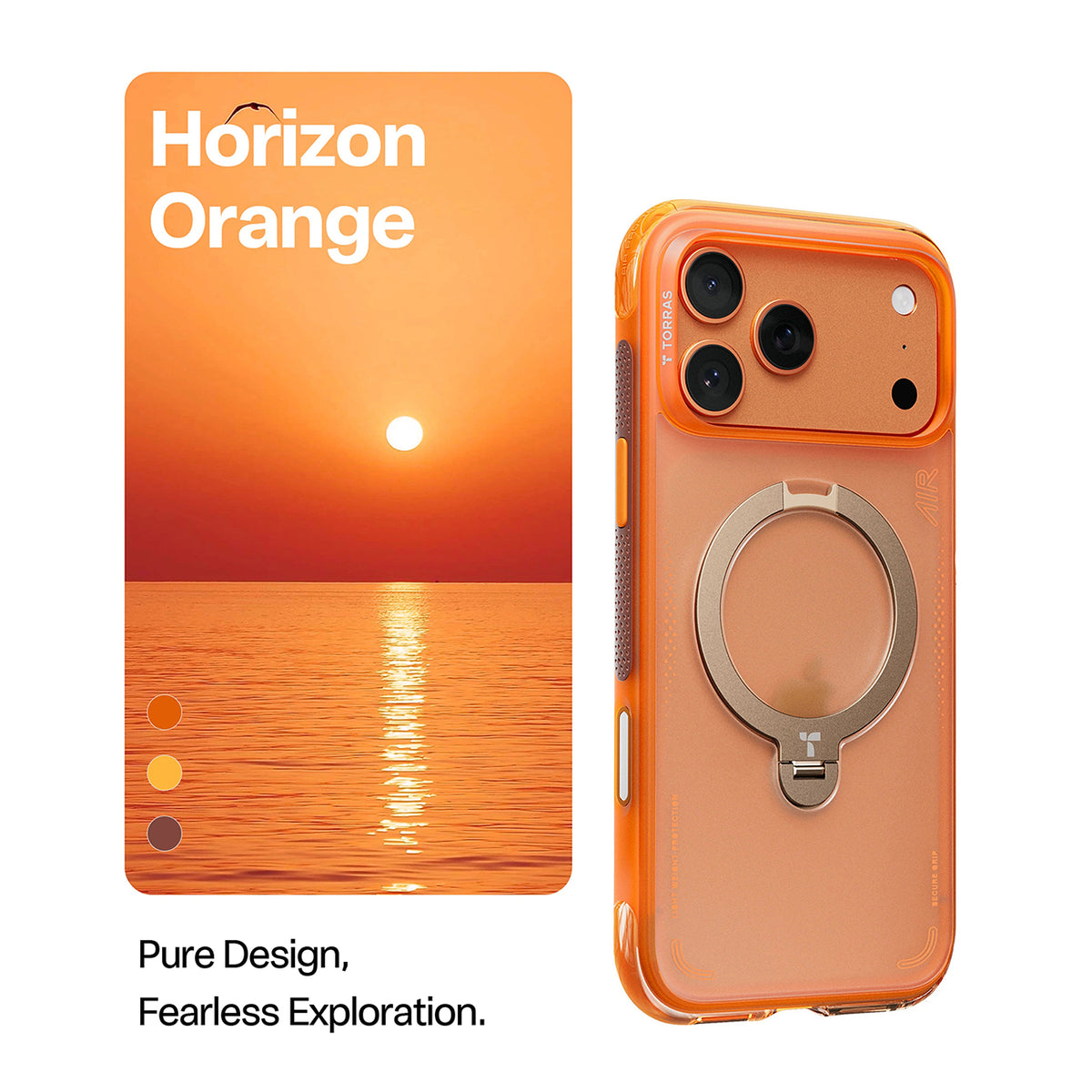 TORRAS Funda Ostand Q3 Air con Soporte para iPhone 17 Pro/18 Pro Compatible con MagSafe, Naranja