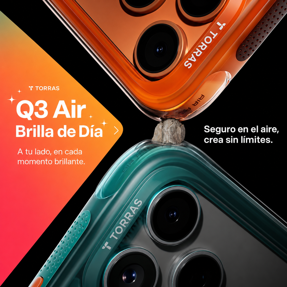 TORRAS Funda Ostand Q3 Air con Soporte para iPhone 17 Pro Max/18 Pro Max Compatible con MagSafe, Naranja