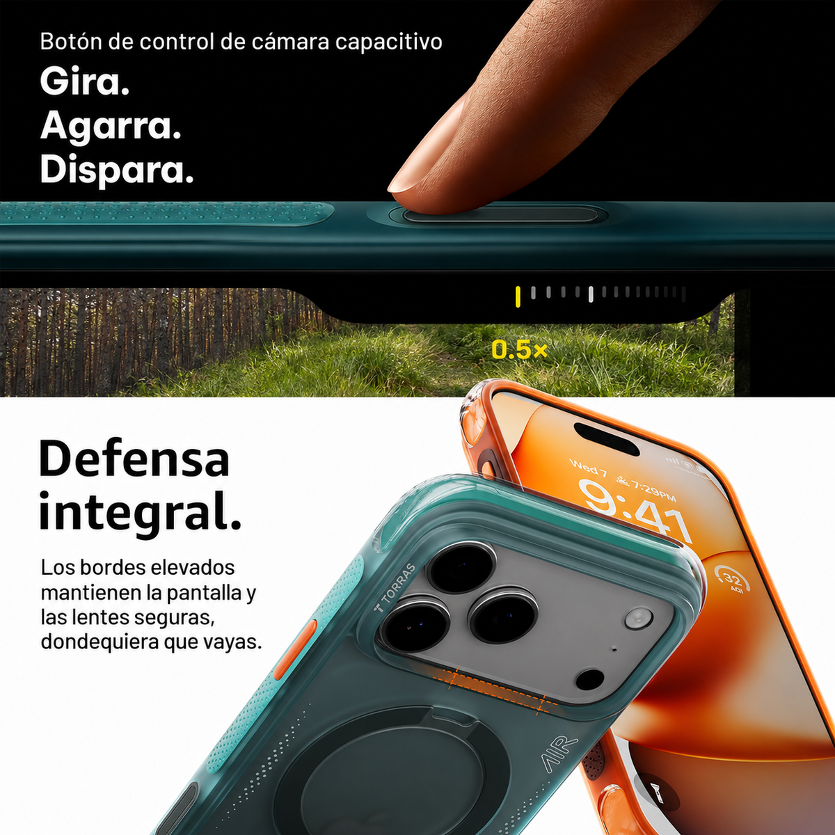 TORRAS Funda Ostand Q3 Air con Soporte para iPhone 17 Pro/18 Pro Compatible con MagSafe, Naranja