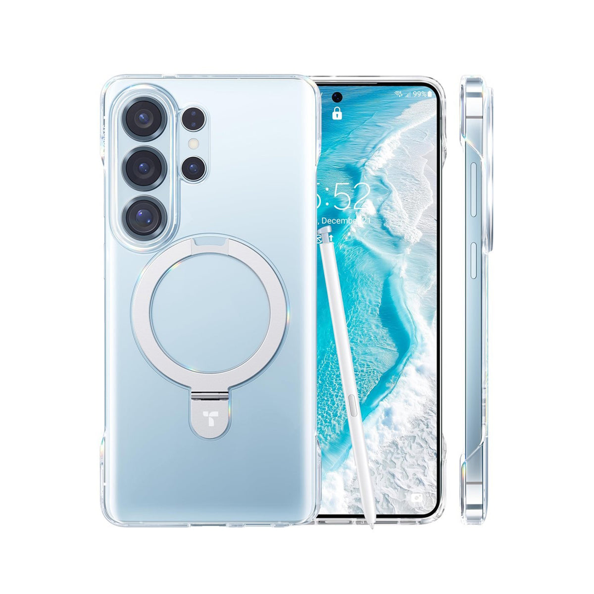 TORRAS Funda Ostand Slim Series con Soporte para Galaxy S26 Ultra con Anillo Magnético, Transparente