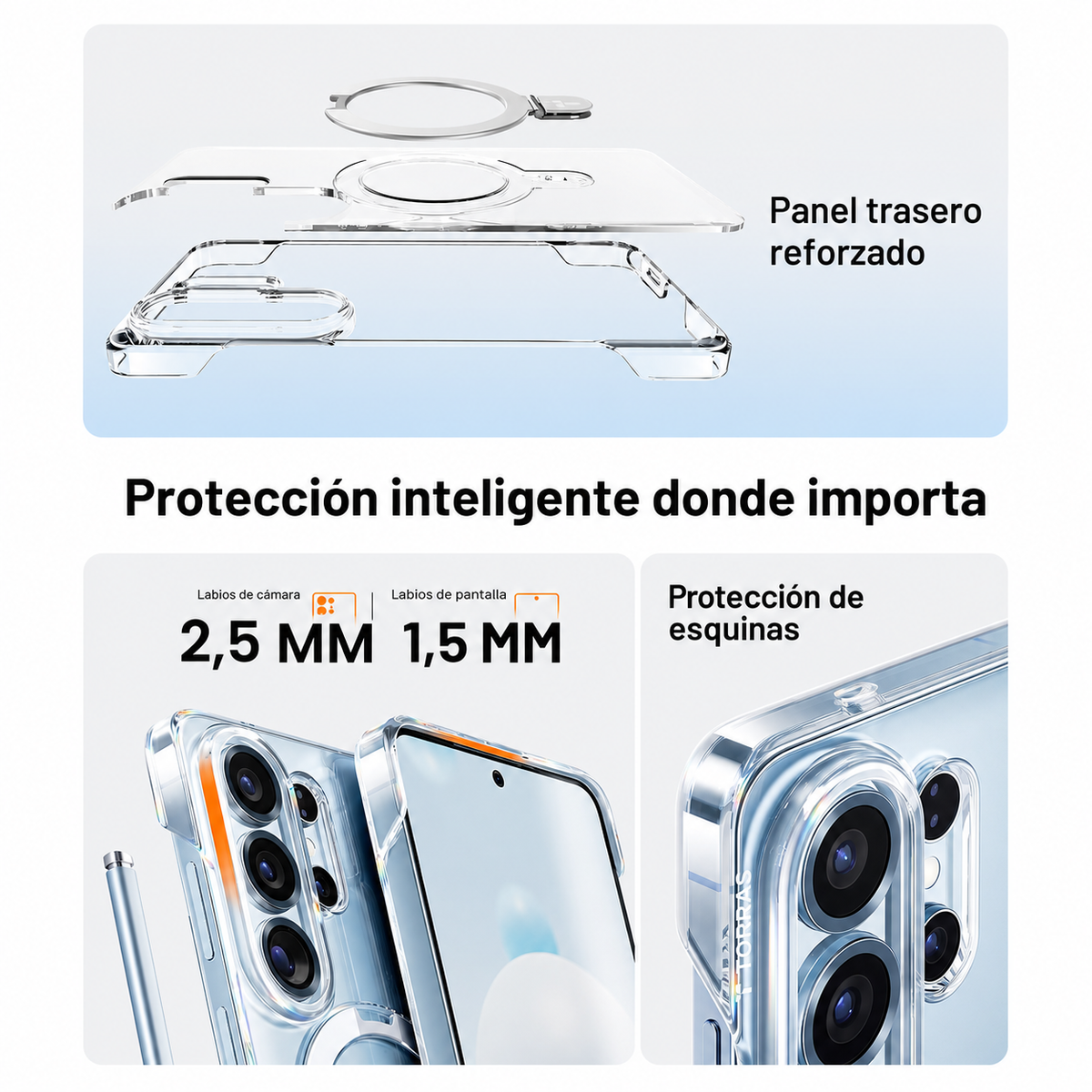 TORRAS Funda Ostand Slim Series con Soporte para Galaxy S26 Plus con Anillo Magnético, Transparente