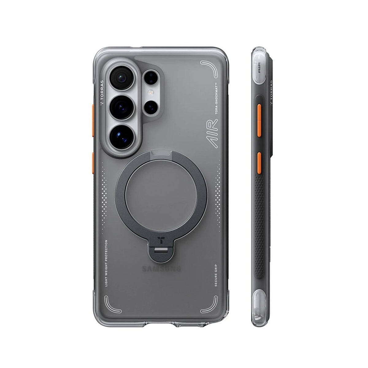 TORRAS Funda Ostand Spin Air Series con Soporte para Galaxy S26 Ultra con Anillo Magnético, Negro