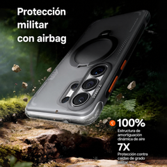 TORRAS Funda Ostand Spin Air Series con Soporte para Galaxy S26 Ultra con Anillo Magnético, Negro