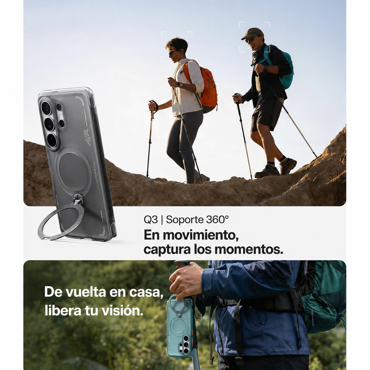 TORRAS Funda Ostand Spin Air Series con Soporte para Galaxy S26 Ultra con Anillo Magnético, Negro