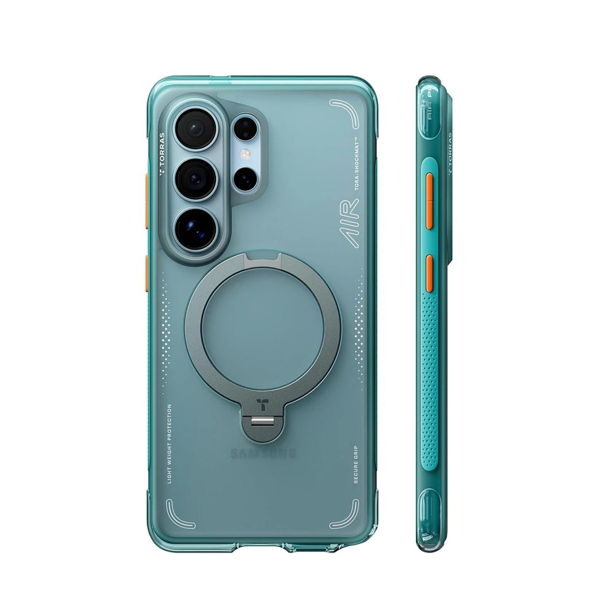 TORRAS Funda Ostand Spin Air Series con Soporte para Galaxy S26 Ultra con Anillo Magnético, Glacier Green