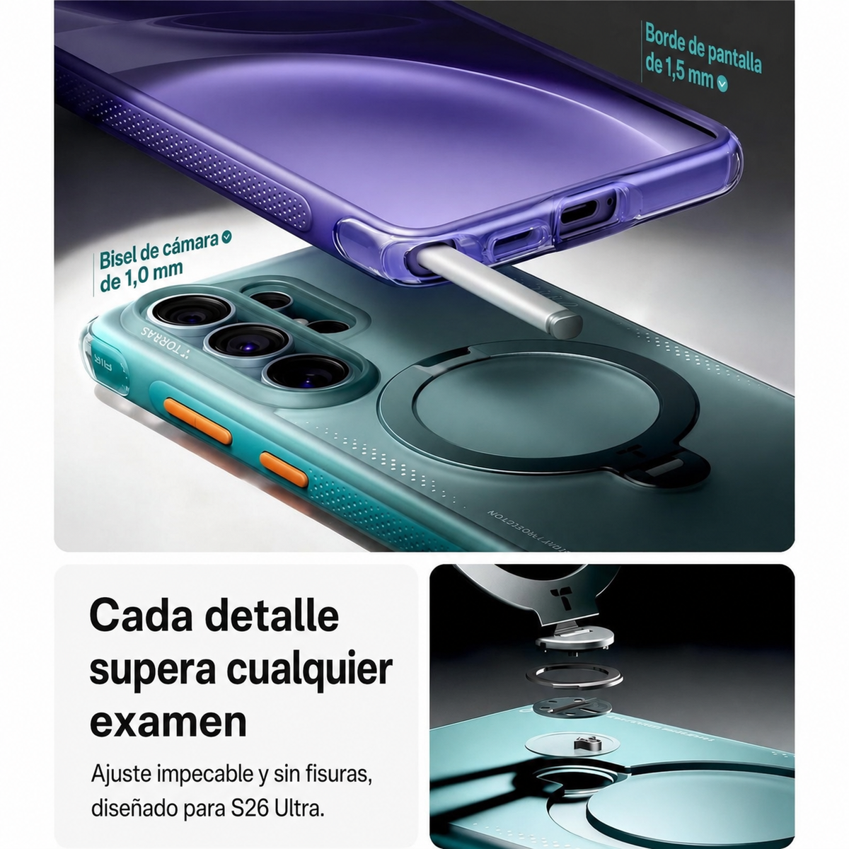 TORRAS Funda Ostand Spin Air Series con Soporte para Galaxy S26 Ultra con Anillo Magnético, Glacier Green