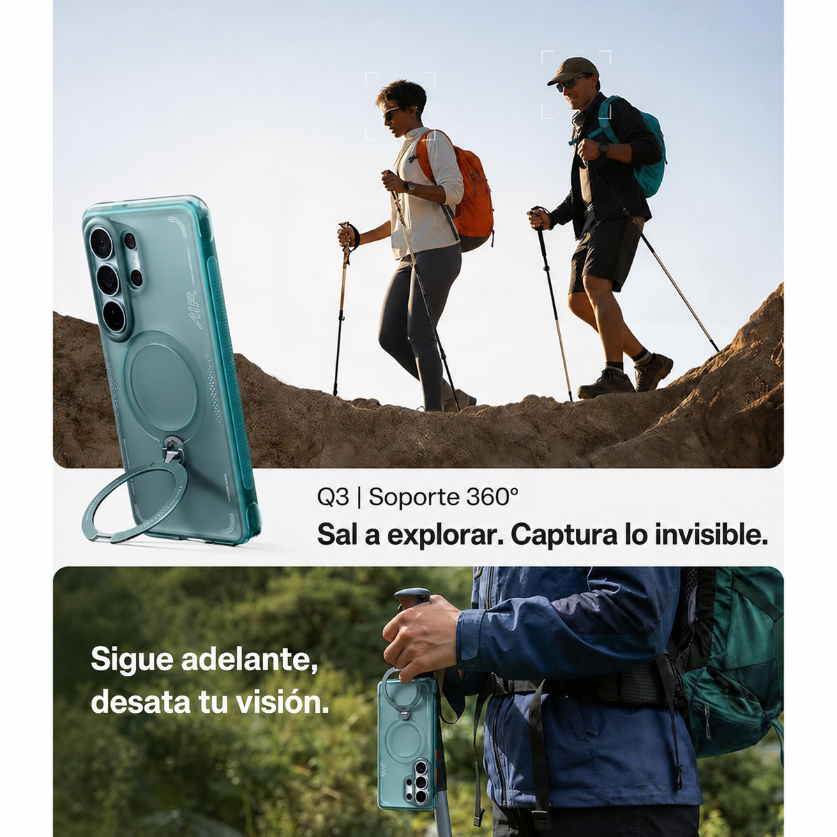 TORRAS Funda Ostand Spin Air Series con Soporte para Galaxy S26 Ultra con Anillo Magnético, Glacier Green